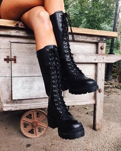 tall black platform boots