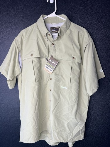 Drake Solid Wingshooter's Short Sleeve Sea Green Medium Button Up NWT - Afbeelding 1 van 10