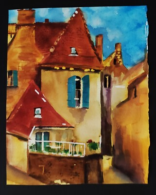 #ad MAVIS CLARK 20th century Original SIGNED Vintage Gouache FRENCH QUEBEC Snapshot $89.00