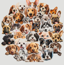 50pcs/pack Peeking Cats And Dogs Stickers, Decoration For Water Bottle, Laptop
