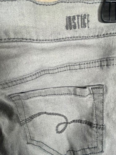 Justice Gray Girls 14 Slim Mid Rise Legging Jeans Stretchy Denim Pants Bottoms - Picture 3 of 8