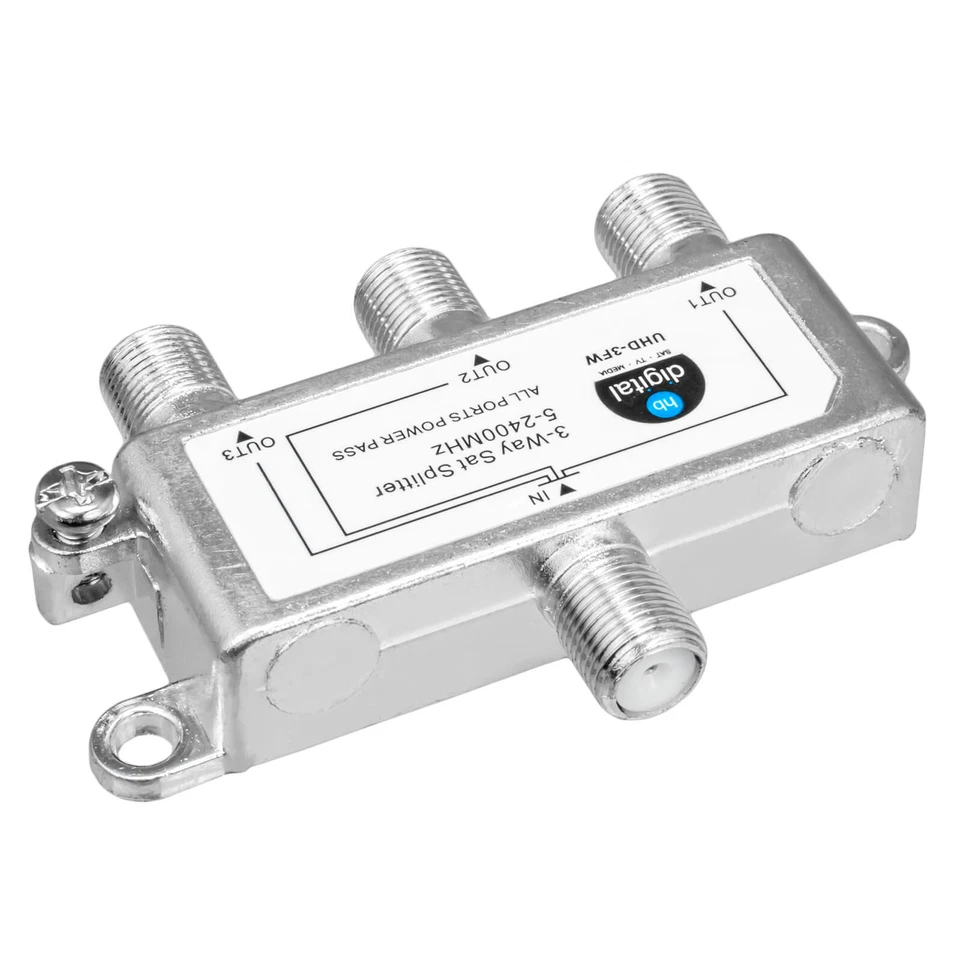 SAT Verteiler 3-fach Splitter 5-2400MHz 4-Wege HD Antennen und Kabel IEC Adapter - Bild 3 von 4
