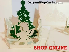 Origami Pop Cards Merry Christmas White Angels 3D Pop Up Greeting Card Handmade