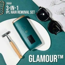 NIB - GLAMOU 3-IN-1 IPL HAIR REMOVAL SET - Removal Device-Adapter-Razor-Goggles