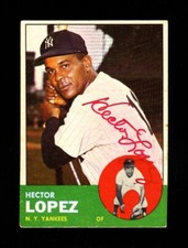 1963 TOPPS HECTOR LOPEZ #92 YANKEES SIGNED AUTOGRAPH VINTAGE