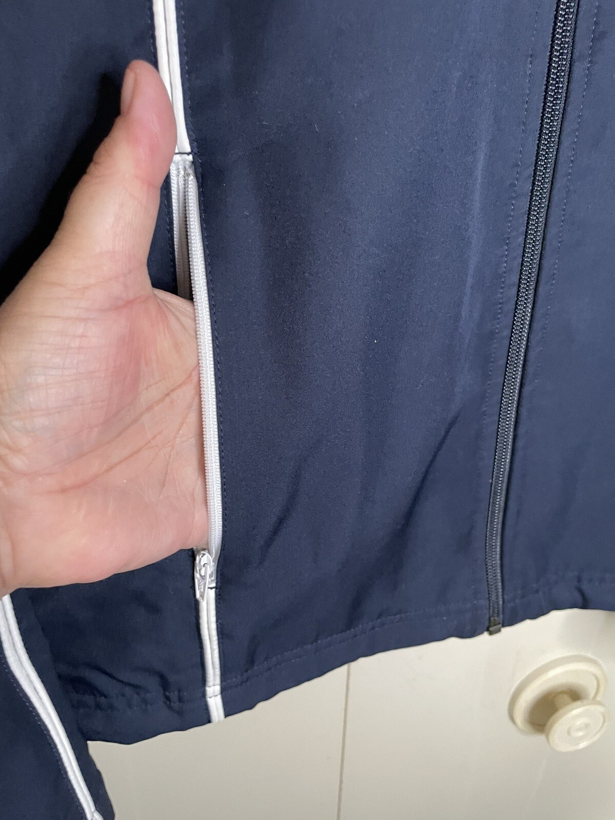 Giacca Athleisure Fila L 46 48 Blu Navy Tasche Tasche Athleisure Collare Allenamento Comfort