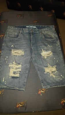 Trill Nation Denim Distressed Jean Shorts Men s 36