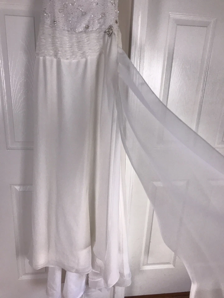 LANDA женщин 1шт красивый белый бисером рыбий хвост без рукавов свадебное платье размер 4 - Изображение 3 из 4