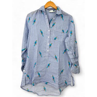 True Destinations | XS | Striped Parrot Macaw Cotton Cover Up Tunic Shirt Dress