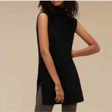 Aritzia Wilfred  Wool Longline Sleeveless Turtleneck Black Sweater tunic XXS