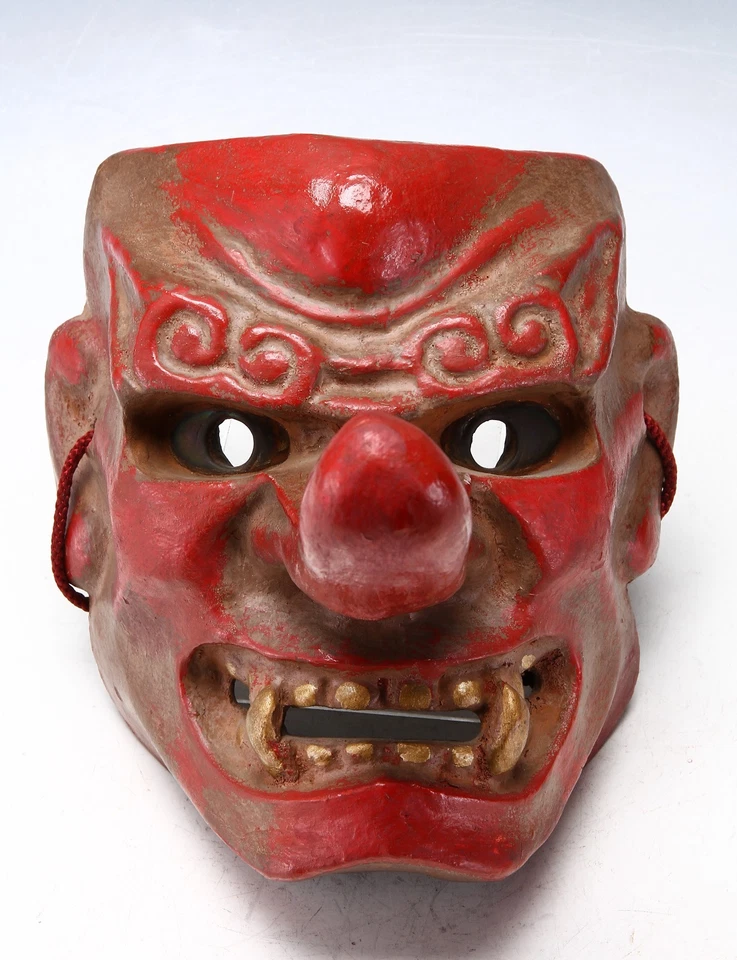 Old Vintage Japanese Paper Clay Noh Mask Plaque -Tengu- Braggart Early Showa Era - Image 2 of 4