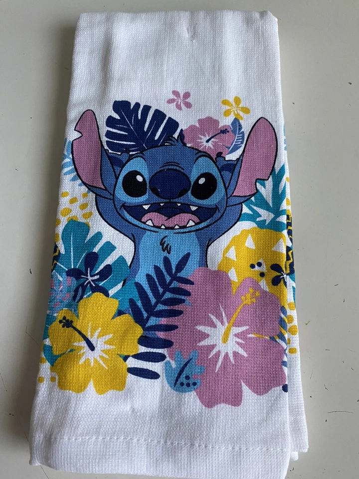 Paquete de 2 toallas de cocina de mano Disney Lilo & Stitch florales tropicales coloridas NUEVAS Foto 4 de 4