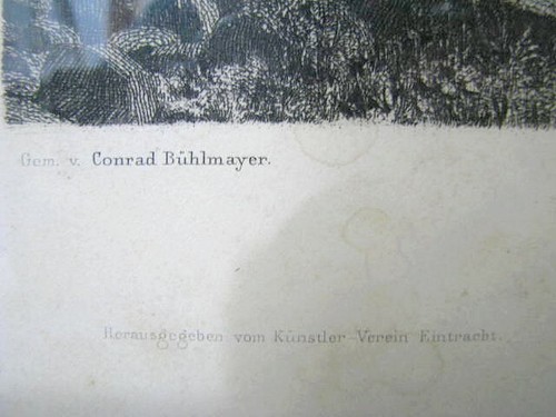 Lithografie von Conrad Bühlmayer "Parthie aus der Ramsau in Bayern" - Bild 7 von 10