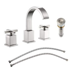 Matte Black 2 Handle Widespread Bathroom Faucet with Pop Up Drain