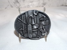 Vintage 1988 Siskiyou Belt Buckle Communications Industry Telephone Lines Man