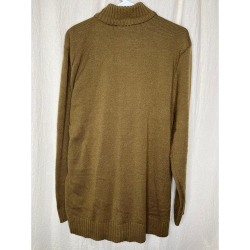 1970s Inserch Camel Wool Cable Knit Grandpa Faux Suede Full Zip Sweater Jacket L - Picture 3 of 3