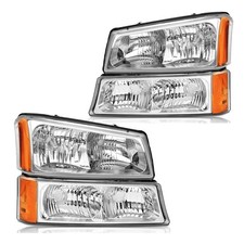 Headlights Assembly for 2003-2006 Chevy Silverado 1500 2500 3500, 07 Chevy Si...