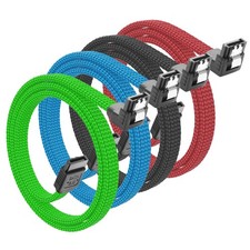 4 PCS SATA III Cable 20 Inch 6Gbps 3.0 90 Degree Right Angle Locking Latch