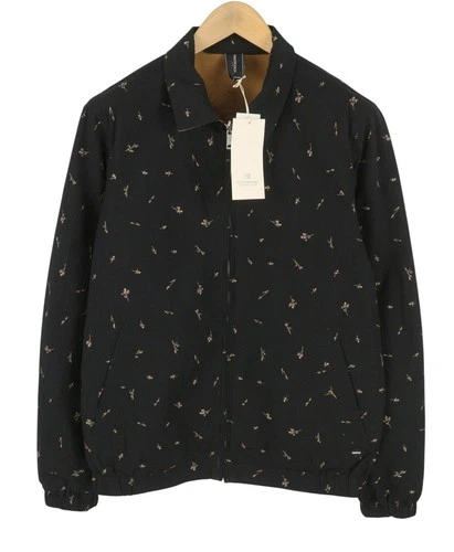 SCOTCH & SODA Men Jacket M Black Reversible Patterned Lightweight Full Zip DDP image 2