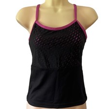 Motionwear Size M adult Black and Raspberry Laser cut Dance Top Sport Athletic