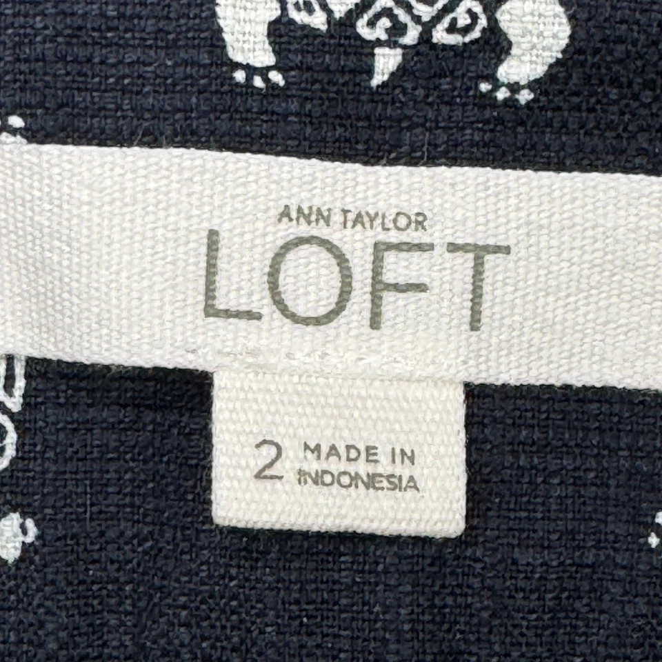 Pantalones Cortos Ann Taylor Loft Para Mujer 2 Azul The Riviera Cortos Estampado Tortuga Marina Flexible Foto 3 de 4