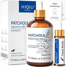 HIQILI Patchouli Essential Oil 3.38oz Pure for Skin Hair Diffuser & Perfume Use