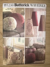Butterick 5230 Sewing Pattern Waverly Light Shade Pillow In 2 Sizes, Footstool