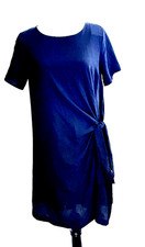 Beautiful Flattering Party Dress M Dk Blue Side Tie Waist Blue Rain label