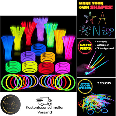 Knicklichter Set 200 Stück Neon Leuchtstäbe Party