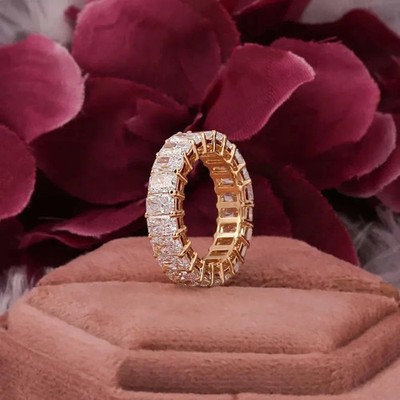 2Ct Radiant Lab Grown Diamond Full Eternity Band 14k Yellow Gold Birthday Gift