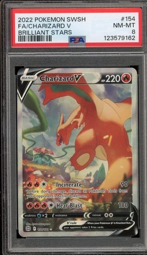Pokemon Charizard V Brilliant Stars Full Alt Art #154 PSA 8