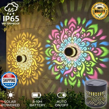 Outdoor LED Solar Fence and Wall Light Metal Mandala Decorative Lamp for Garden