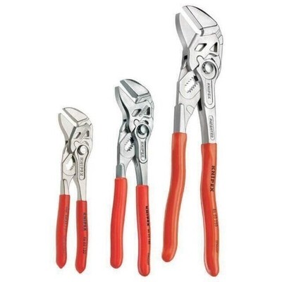KNIPEX 9K 00 80 45 US 3pc Pliers Wrench Set Adjustable, Sizes 6'',7'',10'' in.