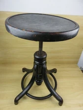 ANTICO SGABELLO GIREVOLE DA PIANOFORTE legno sagomato a vite ebanizzato Thonet