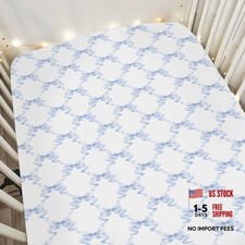Bows Ribbon Baby Crib Sheets for Boy Girl 52x28Inch Pastel One Size Blue