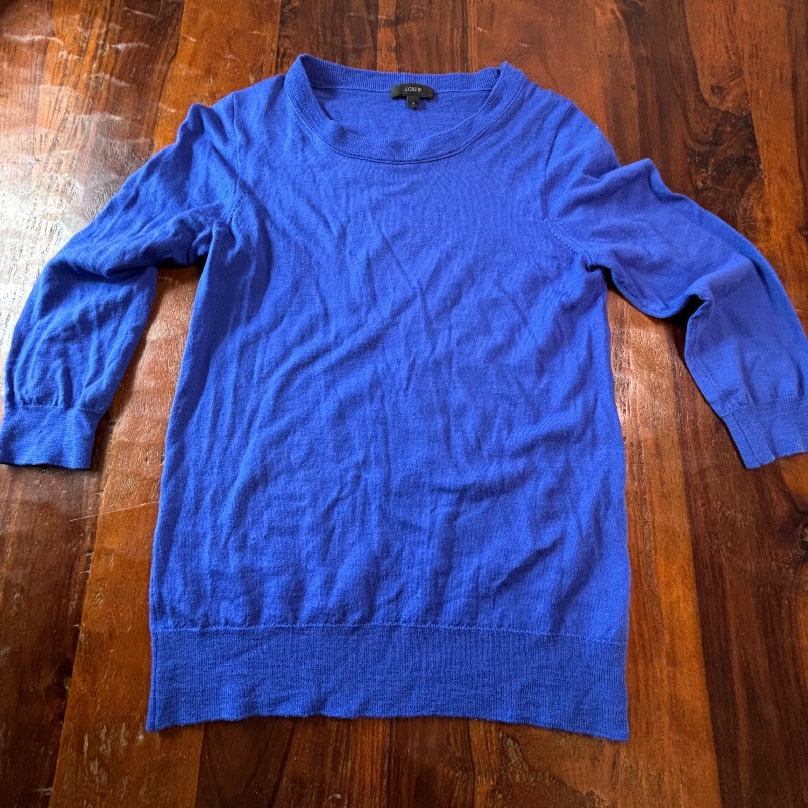 J.Crew Tippi Sweater Womens Small Cobalt Blue 100% Merino Wool 3/4 Sleeve Knit