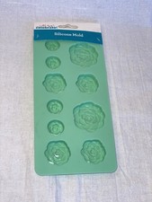 10-Cavity Succulent Silicone Mold, Fondant Candy Rose Flower Shapes NWT