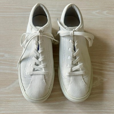 Rothy's Shoes Womens Size 8 White Knit Lace Up Sneakers Recycled Washable Eco