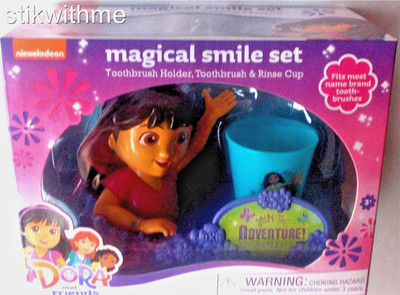 Dora the Explorer ORAL Magical Smile SET:  Toothbrush Holder/Toothbrush/Cup  NEW