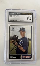 2003 TOPPS TOTAL #173 ZACK GREINKE JSA AUTO CGC 9.5
