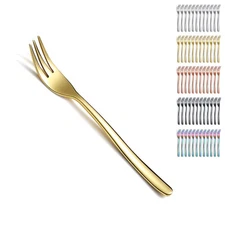 Gold Dessert Forks 12 Pieces, 6.15" Stainless Steel Cake Forks Silverware Set...