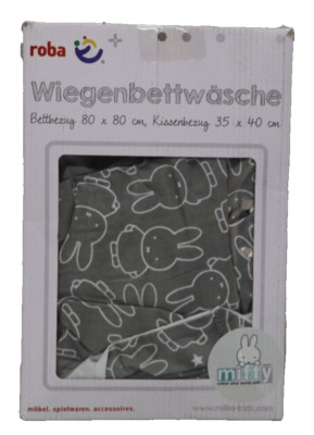 roba Babybettwäsche miffy 80 x 80 cm - Bettwäsche Set 2 teilig - Hasen Motiv -