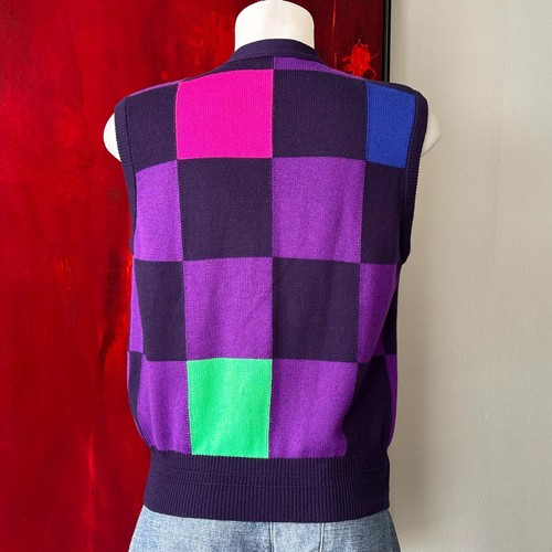 GIANNI VERSACE wool sweater vest Checkered pattern size 44 from F/W 1991/92 - Picture 4 of 20