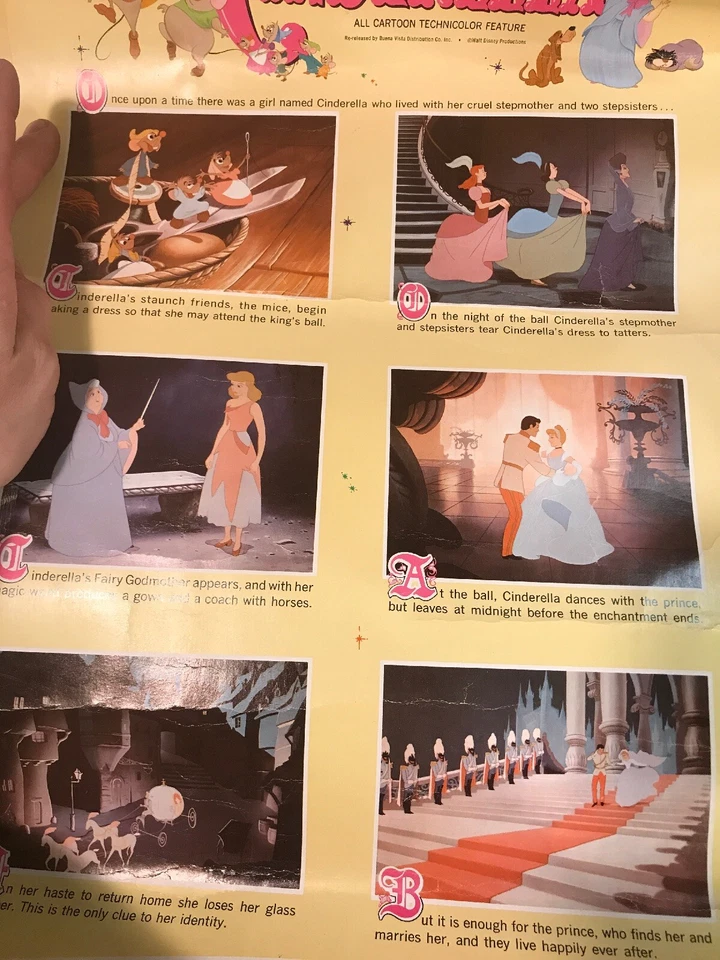 Póster publicitario de Walt Disney’s Cenicienta Buena Vista Productions película 14x22 Foto 4 de 4
