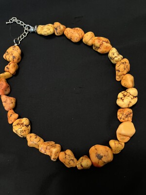Chunky Large Orange Howlite Gemstones Turquoise Statement Necklace/NWT ...