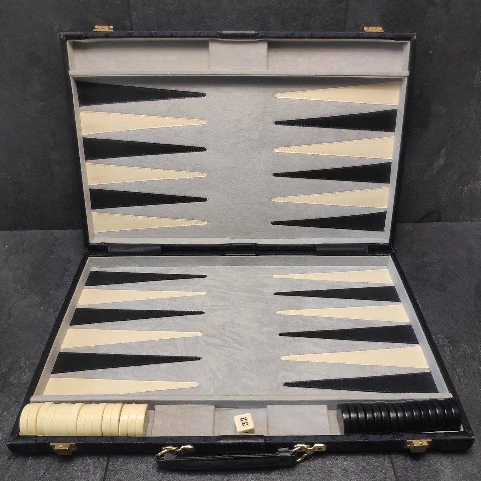 Ravensburger Backgammon Tric Trac Puff Koffer 1982 Vintage Schwarz Vollständig - Bild 4 von 4