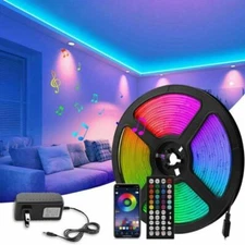 100ft 50ft LED Strip Lights 5050 RGB Bluetooth Color Change Remote for Rooms Bar