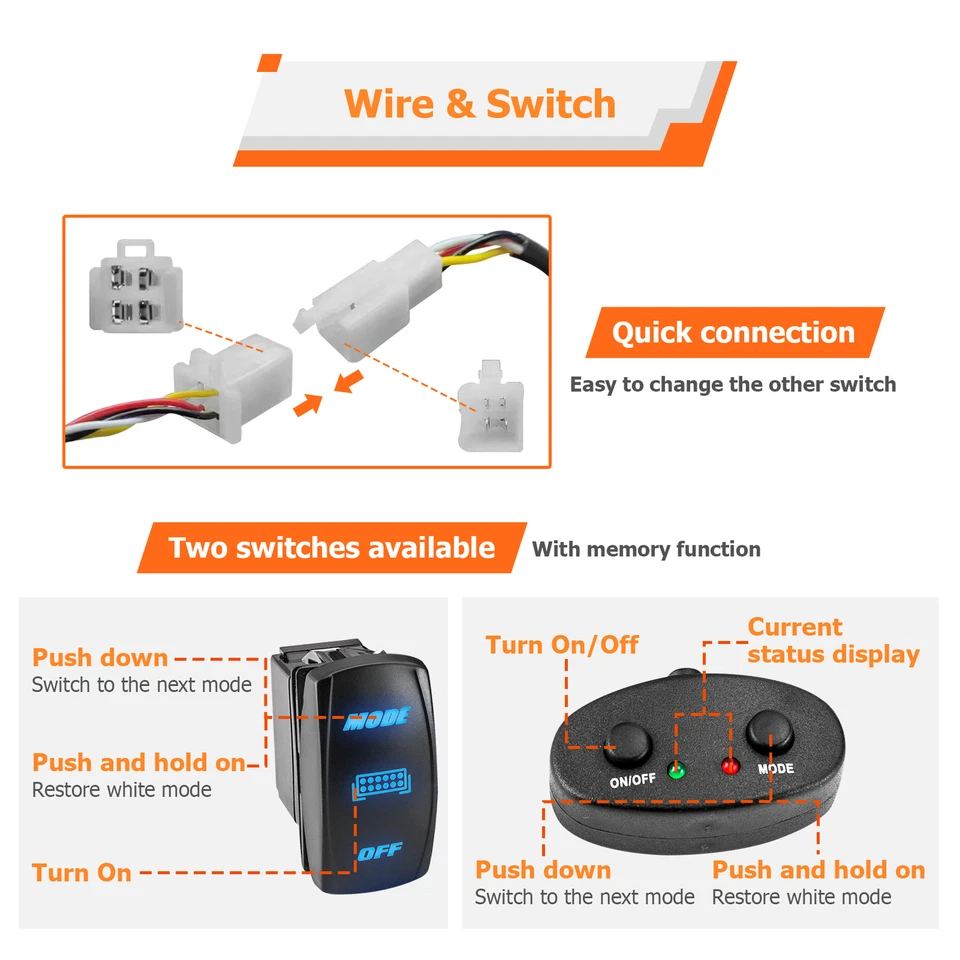 Cable de montaje de barra de luz curvada ámbar/blanco de 42"" para 22+ Can Am Commander 1000R Foto 4 de 4