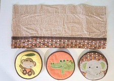 Kidsline Jungle Walk Window Valance 3 Wall Hanging Decor Elephant Monkey Gator