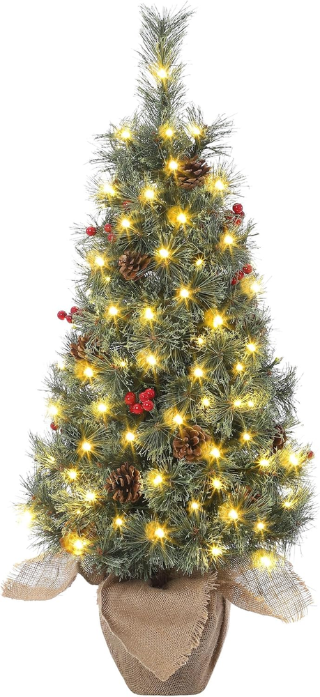 3Ft Small Mini Christmas Tree with Lights for Holiday Decor
